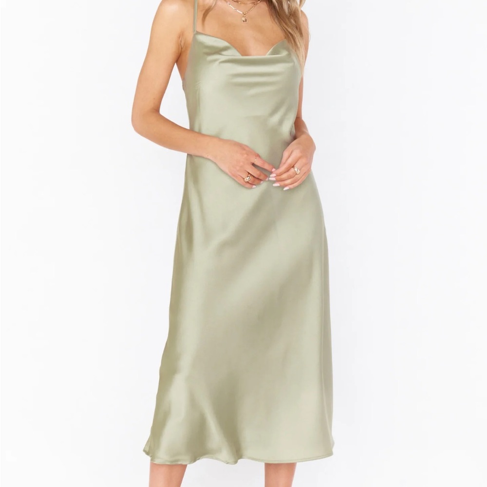 Show me your mumu bridesmaid dresses. Two dresses both size small. Satin